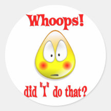 Embarrassed Whoops Round Stickers