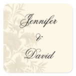 Embassy Floral Bride and Groom Name Square Sticker