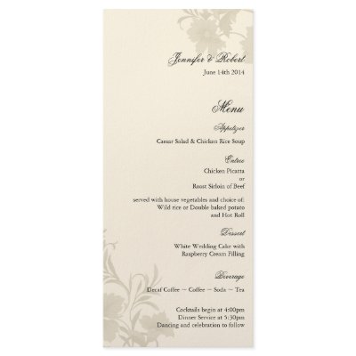 Embassy Floral Ecru Creme Wedding Menu Card Rack Card by Wedding_Bells