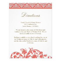 Emberglow Damask Wedding Direction Card Invitation invitations
