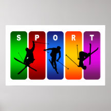 Emblème multicolore de ski affiche