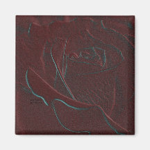 Embossed Burgundy Rose Fridge Magnets