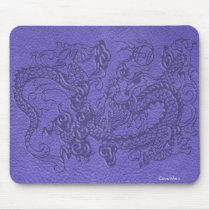 Embossed Dragon on Blue Leather Texture