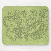 Embossed Dragon on Lime Green Leather Texture
