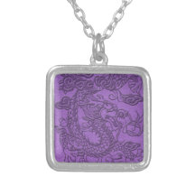 Embossed Dragon on Purple Leather Texture Custom Jewelry