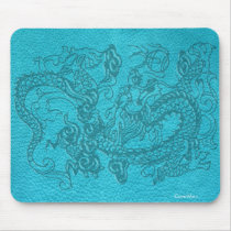 Embossed Dragon on Turquoise Leather Texture