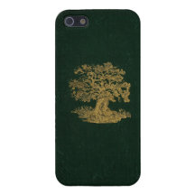 Embossed Golden Tree Book Cover Cases For iPhone 5