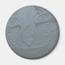 Embossed Look Blue Grey Cat Refrigerator Magnets