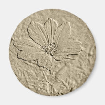 Embossed Look Gold Cosmos Flower Refrigerator Magnets