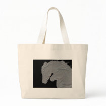 Embossed Look Horses Black background Tote Bags
