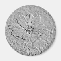 Embossed Look Silver Cosmos Refrigerator Magnet