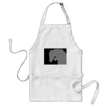Embossed Look Silver Horses Black Background Aprons