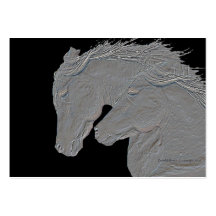 Embossed Look Silver Horses Business Card