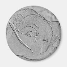 Embossed Look Silver Rose 1 Fridge Magnets