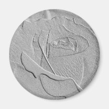 Embossed Look Silver Rose 2 Magnet