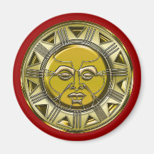 Embossed Mayan Metallic Sun Magnets