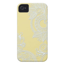 Embossed Paisley - Yellow iPhone 4 Case