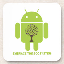 Embrace The Ecosystem (Android Bug Droid Oak Tree) Beverage Coasters