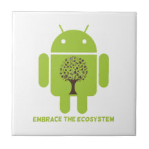 Embrace The Ecosystem (Android Bug Droid Oak Tree) Ceramic Tile