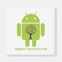 Embrace The Ecosystem (Bug Droid Brown Tree) Refrigerator Magnets