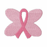 Embroidered Breast Cancer Butterfly Ribbon Embroidered Shirt