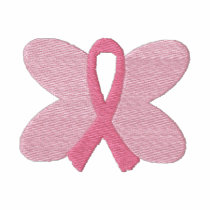 Embroidered Breast Cancer Butterfly Ribbon Embroidered Shirt