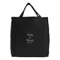 Embroidered Bride/ Groom Names & Date Wedding Tote Bag