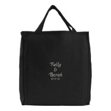 Embroidered Bride/ Groom Names & Date Wedding Tote Bag
