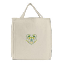 Embroidered Celtic Heart Tote Bag