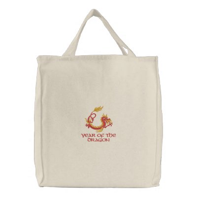 Embroidered Dragon Tote Bag by YearOfTheDragon