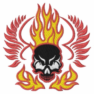 Embroidered Flaming Skull Tees by naturetees