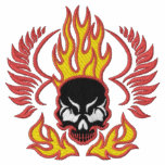 Embroidered Flaming Skull Tees embroidered shirts