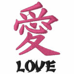 Embroidered Kanji Symbol - Love - Pink embroidered shirts