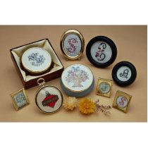 Embroidered miniatures in frames photo cut outs