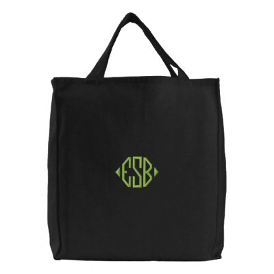 Embroidered Monogram Initials Tote Bag by weddingsareus