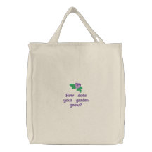 Embroidered Pansy Tote Bag