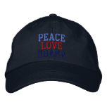 Embroidered Peace Love Obama Ball Cap embroidered hats