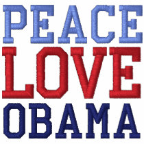 Embroidered Peace Love Obama Long Sleeve Tee Shirt