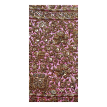 Embroidered Pink Fabric New Delhi India Personalized Photo Card