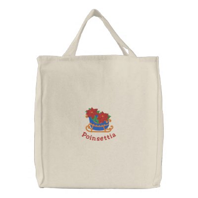 Embroidered Poinsettia Tote Bag by Stitchbaby