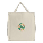Embroidered Poinsettia Wreath Christmas Tote Embroidered Tote Bags