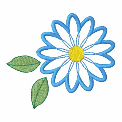 Embroidered Pretty Turquoise Daisy FLower Polo Shirt by silly_strings