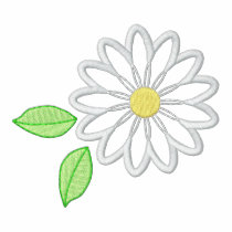 Embroidered Pretty White Daisy FLower Polo