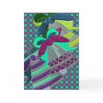 Embroidered silver bells card
