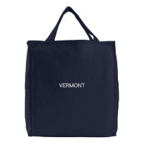 Embroidered Vermont Tote Bag Navy Blue