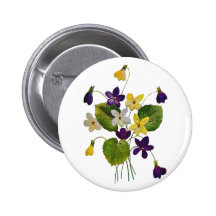 Embroidered White, Yellow and Purple Violets Pinback Button