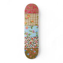 Embroidery Floral Patchwork Pattern Skateboard
