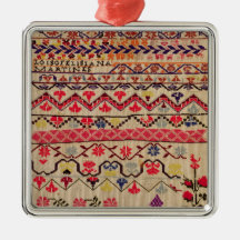 Embroidery sampler christmas ornament