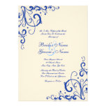Emerald Blue and Cream Flourish Wedding Invitation