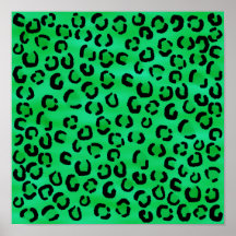 Emerald Color Leopard Print Pattern.